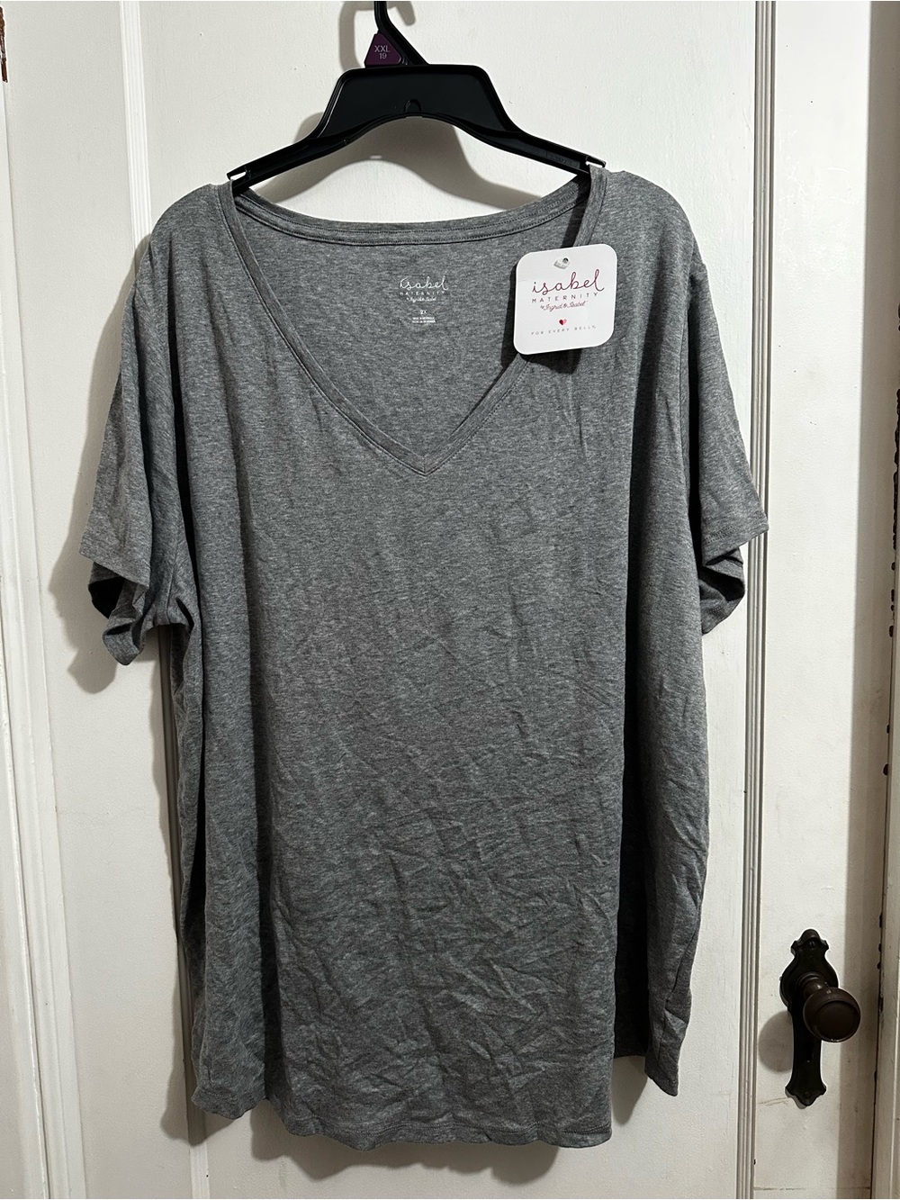 Isabel Maternity by Ingrid & Isabel Gray V-Neck Short Sleeve Tee